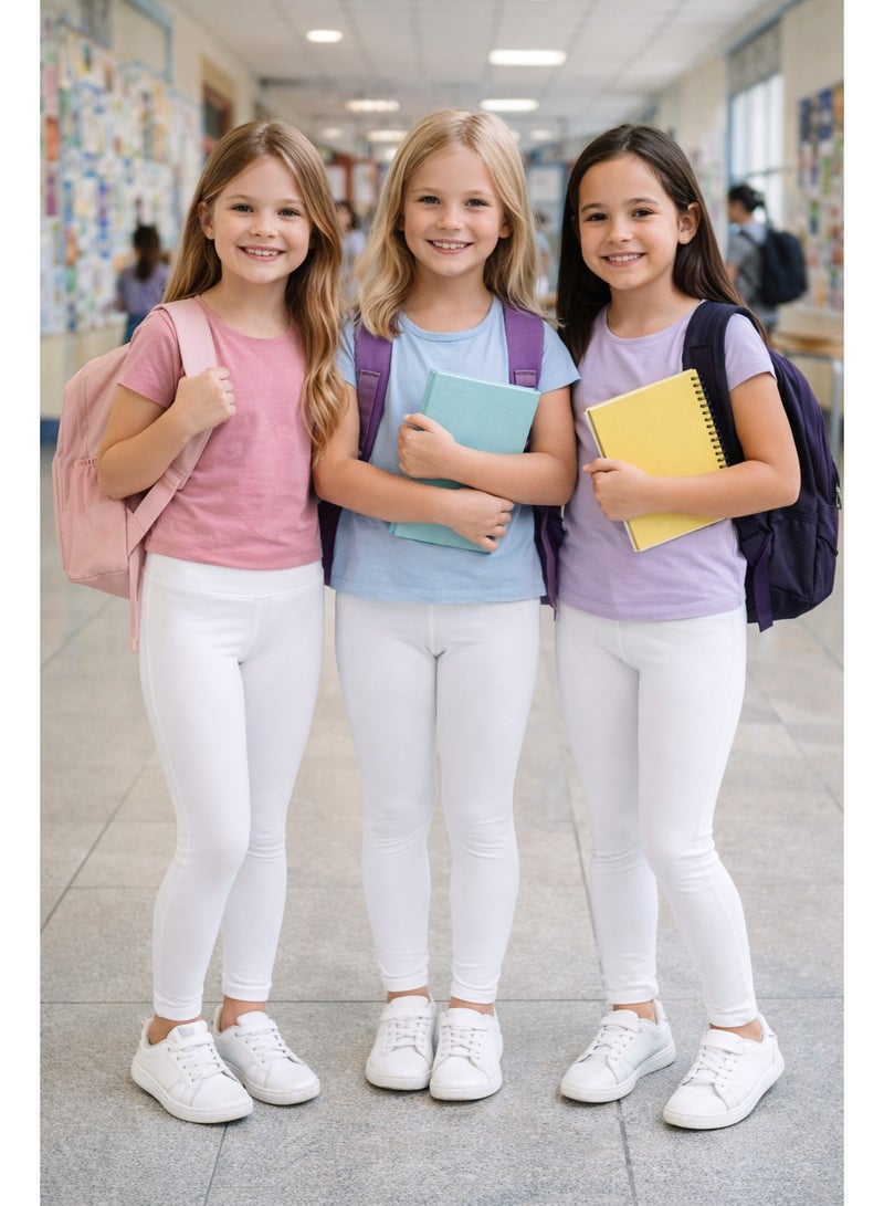 Perfectory Girls Cotton Leggings, Full Length, School Trousers, Breathable, Comfortable Fit, 3-14 Years - Image 4